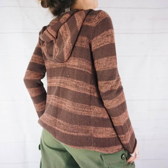 🍓ROXY FAIRY CORE BROWN KNIT CARDIGAN WITH HOODIE🍓 - Picture 4 of 4